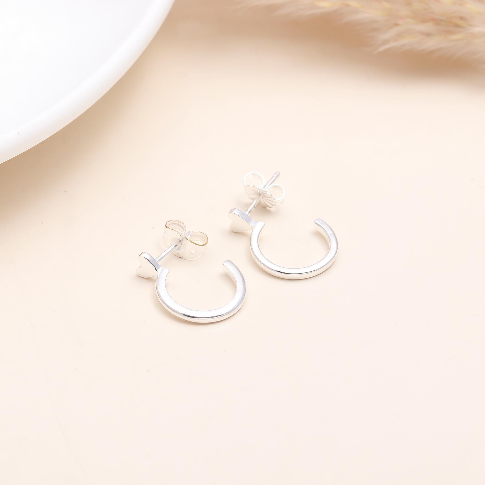 925 Sterling Silver Heart Hoop Earrings
