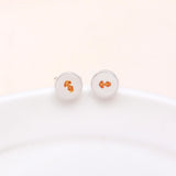 925 Sterling Silver Anchor Enamel Round Stud Earrings