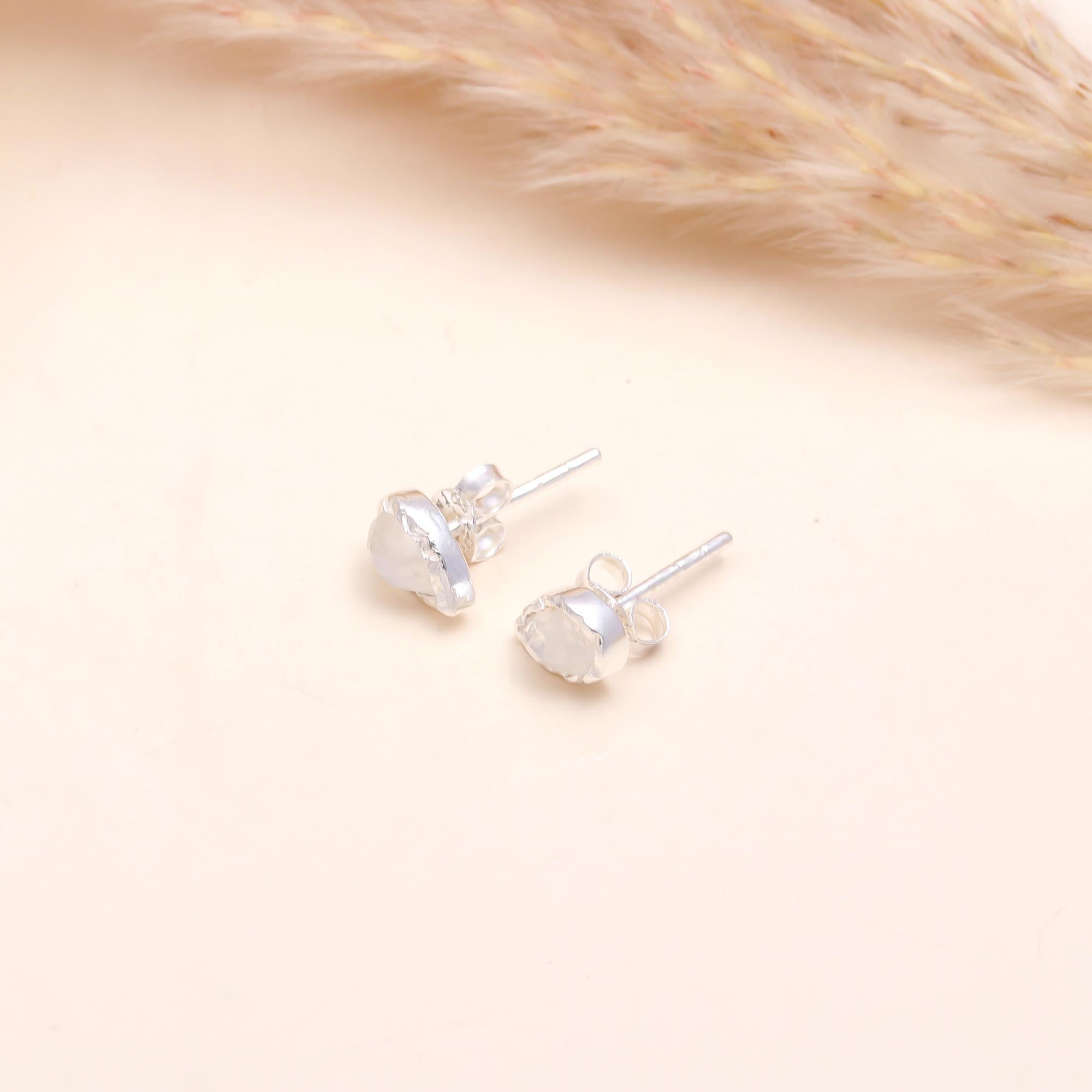 925 Sterling Silver Pear-Cut Moonstone Stud Earrings