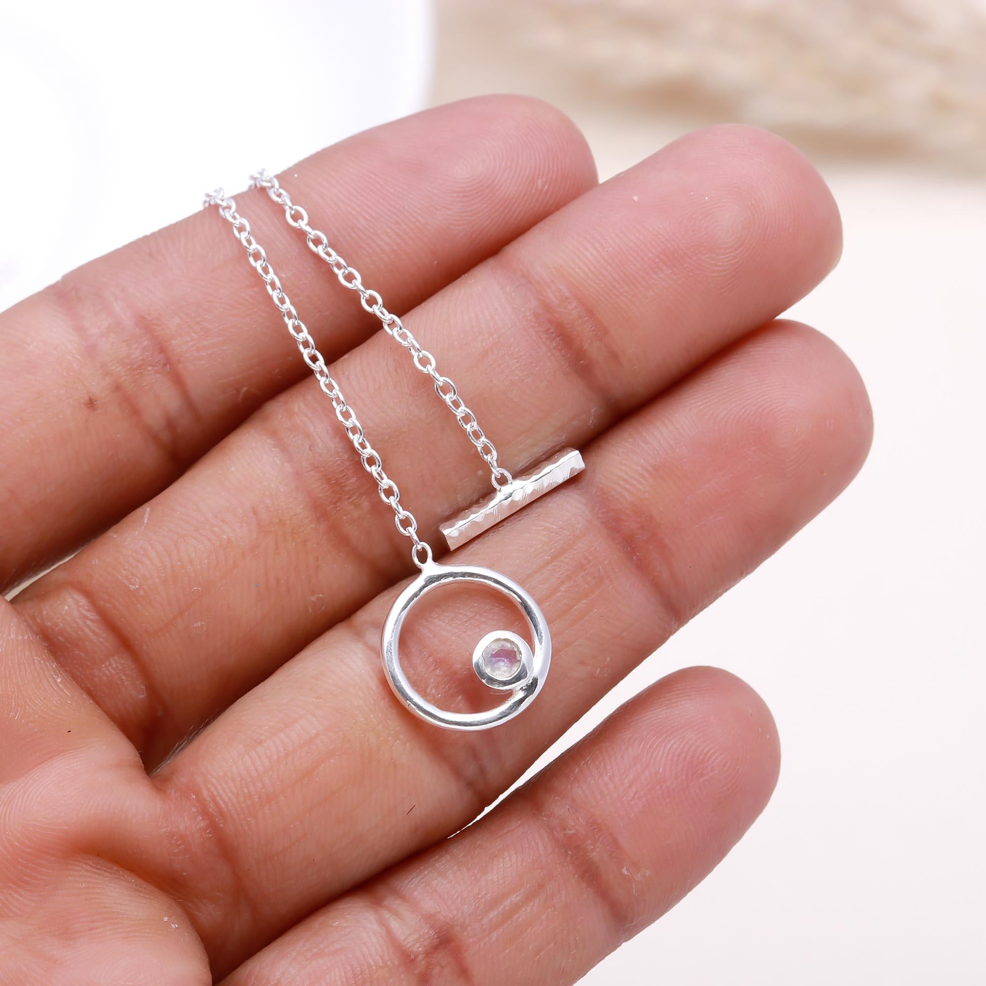 925 Sterling Silver Circle Pendant Necklace