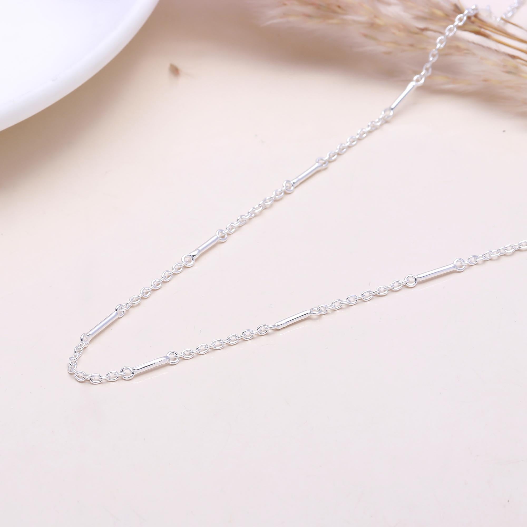 925 Sterling Silver Bar Link Chain Necklace