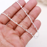 925 Sterling Silver Box Chain Necklace with Dangling Bead