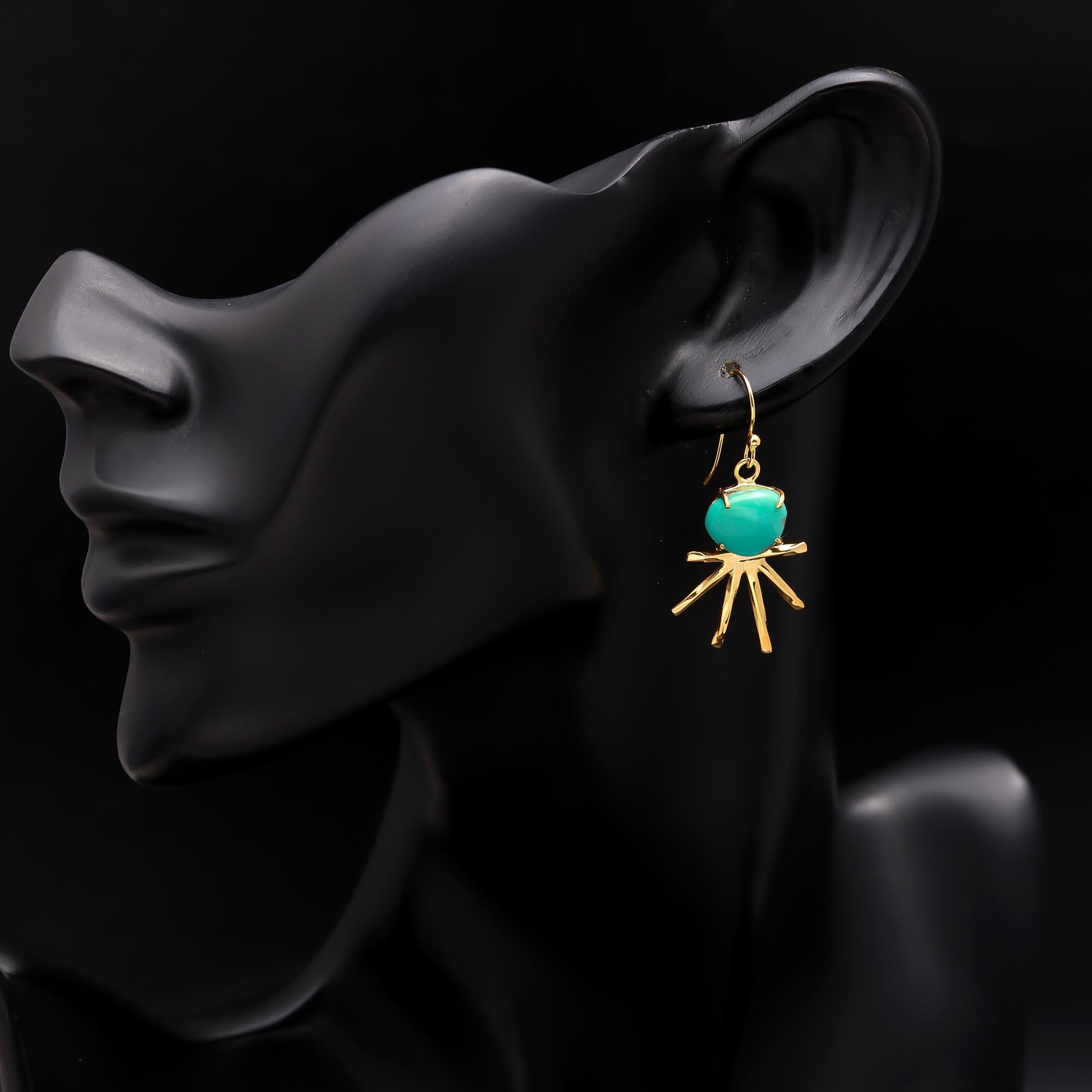 925 Silver Turquoise Sunburst Dangle Earrings