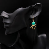 925 Silver Turquoise Sunburst Dangle Earrings