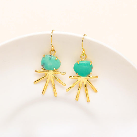 925 Silver Turquoise Sunburst Dangle Earrings