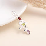 925 Sterling Silver Vintage Garnet, Peridot & Amethyst Pendant