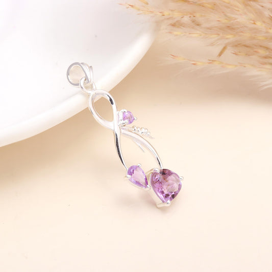 925 Sterling Silver Infinity Amethyst Pendant