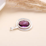925 terling Silver Double Frame Oval Amethyst Pendant