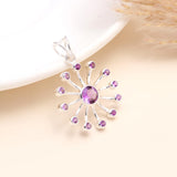 925 Sterling Silver Amethyst Starburst Pendant