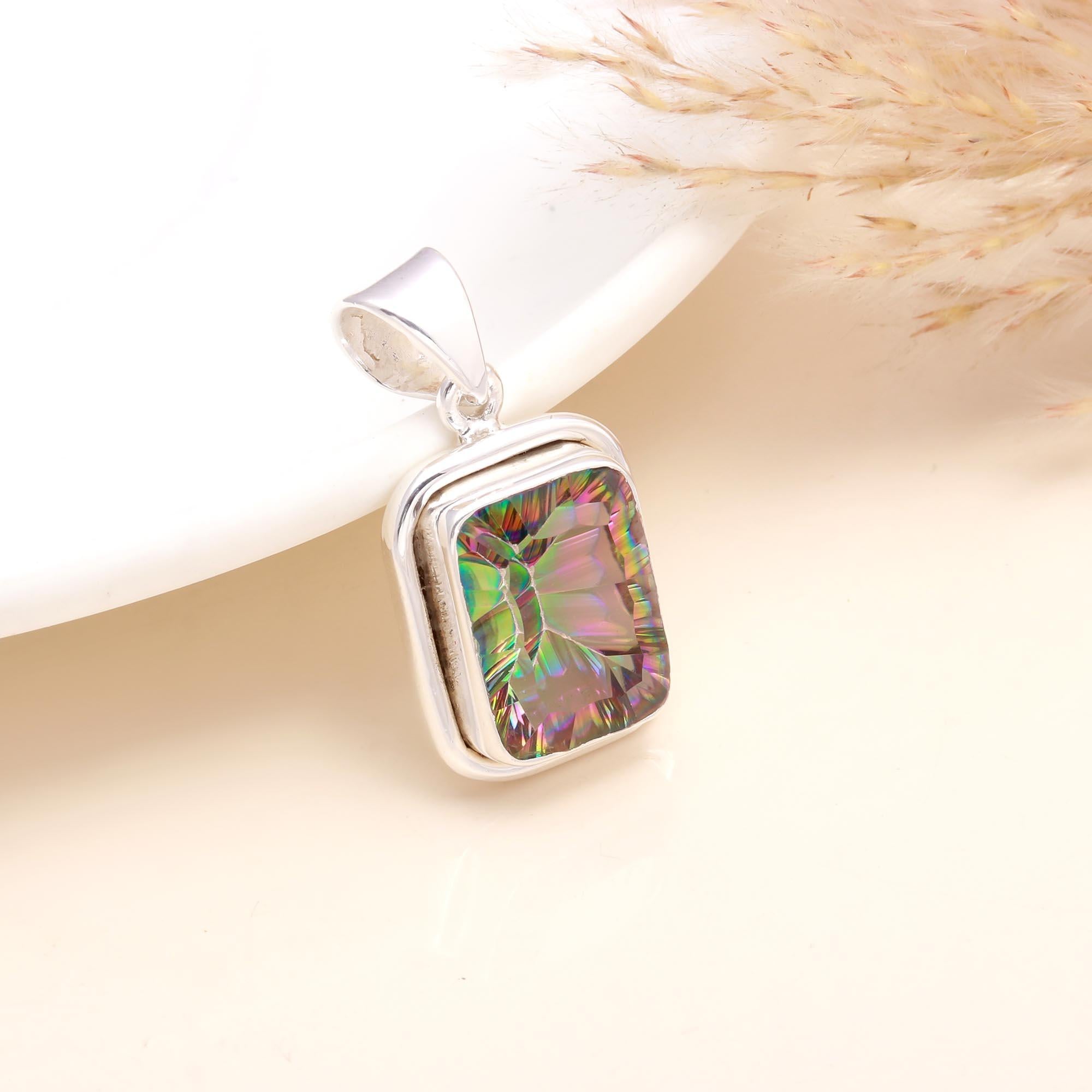 925 Sterling Silver Mystic Topaz Pendant