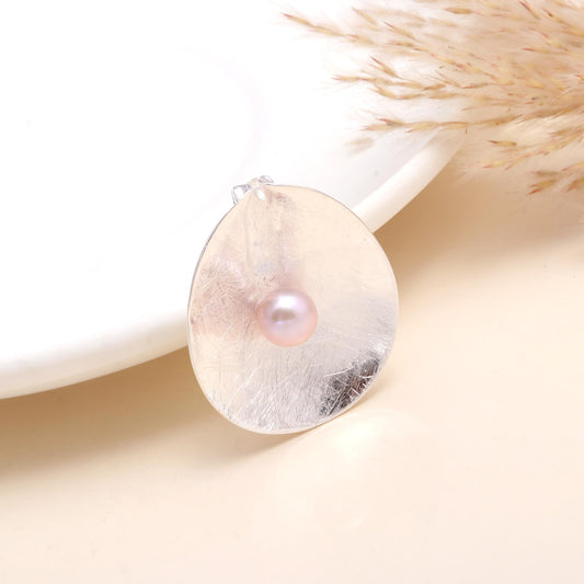 925 Sterling Silver Pink Pearl Textured Pendant