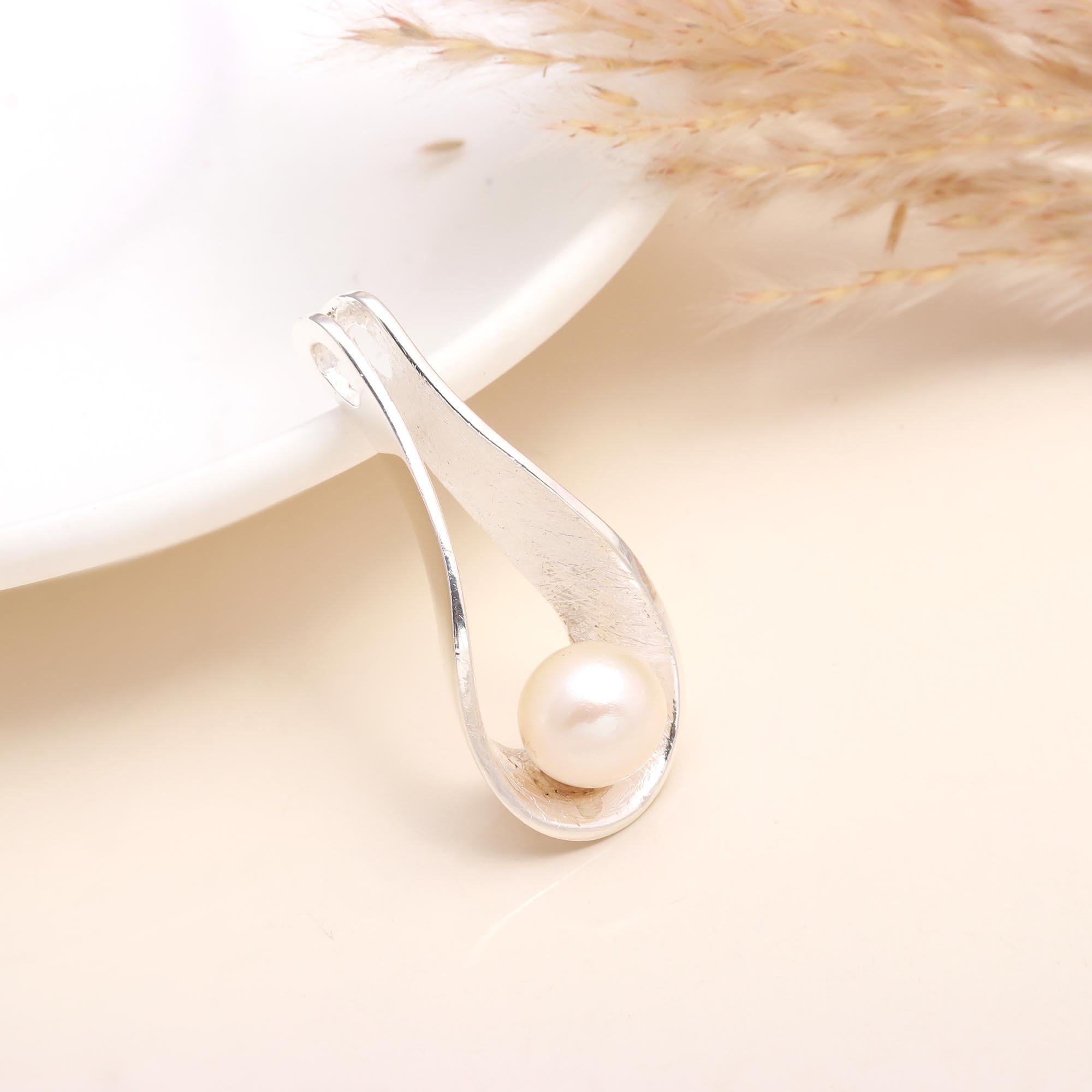925 Sterling Silver Natural Freshwater Pearl Teardrop Pendant