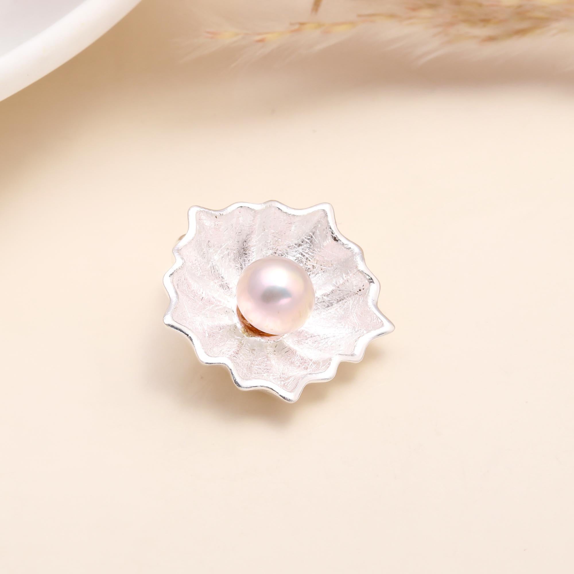 925 Sterling Silver  Pink Pearl Flower Pendant