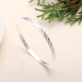 925 Silver Textured Bangle Bracelet