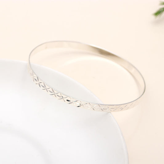 925 Silver Textured Bangle Bracelet