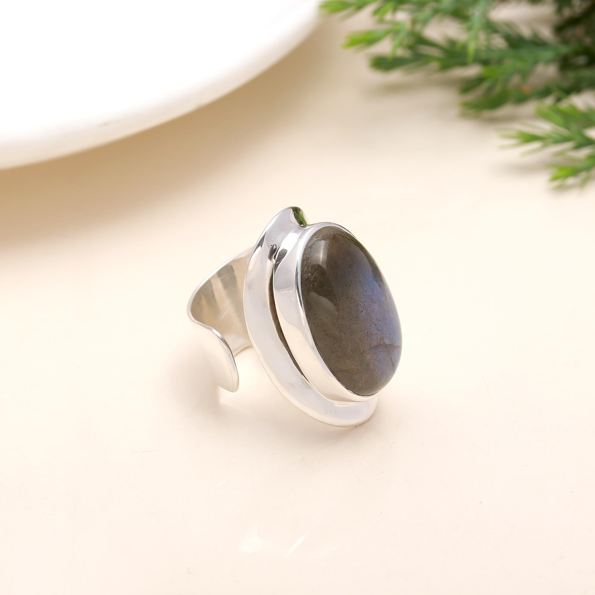 925 Silver Labradorite Statement Ring