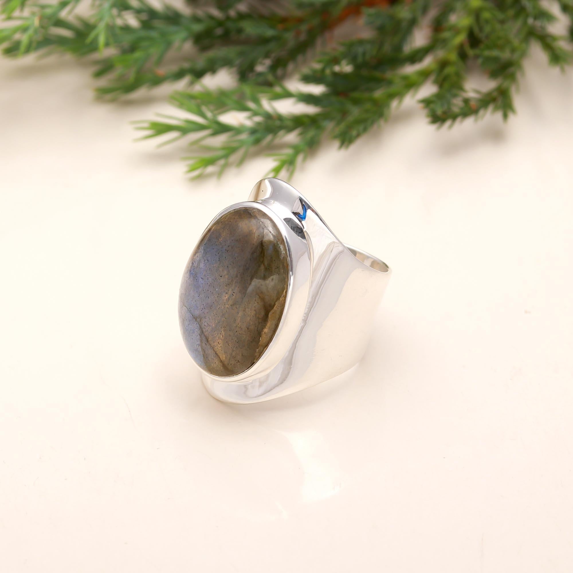 925 Silver Labradorite Statement Ring