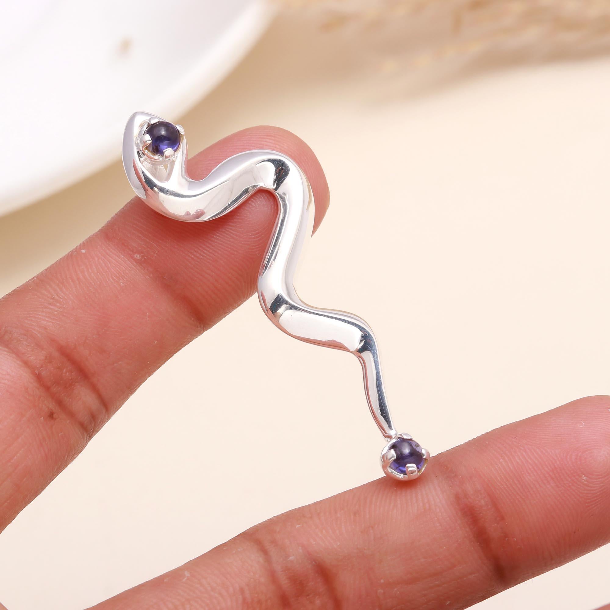 925 Sterling Silver Amethyst Serpent Pendant