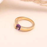 925 Sterling Silver Amethyst Solitaire Ring