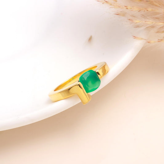 925 Sterling Silver Green Onyx Ring