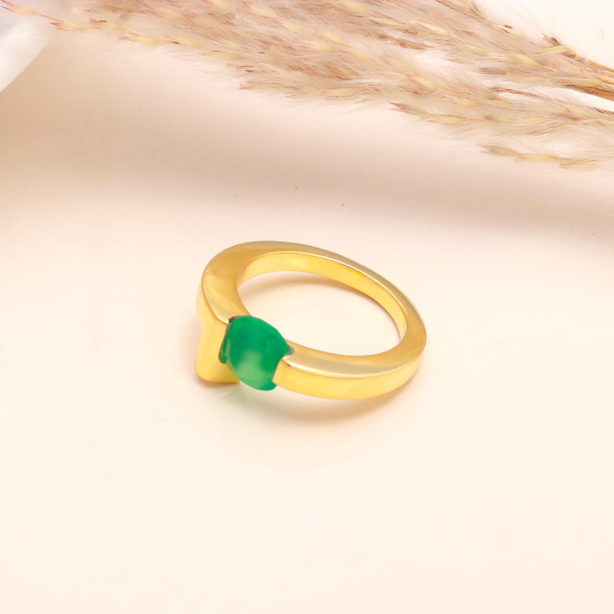 925 Sterling Silver Green Onyx Ring