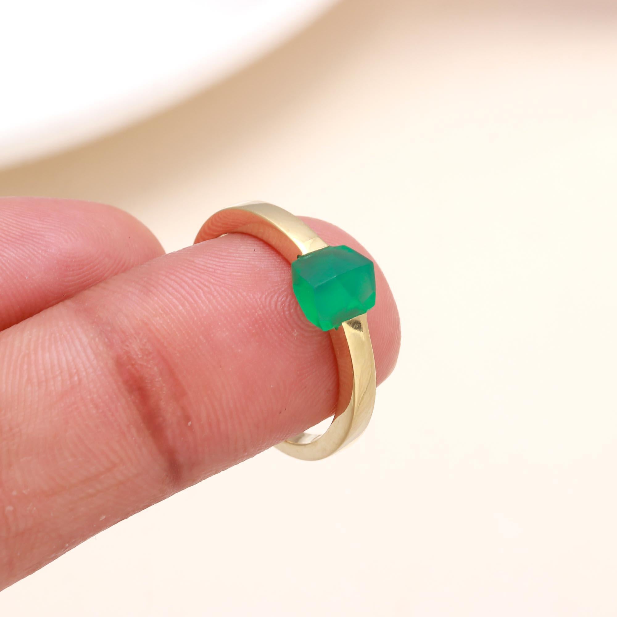 925 Sterling Silver Green Onyx Ring
