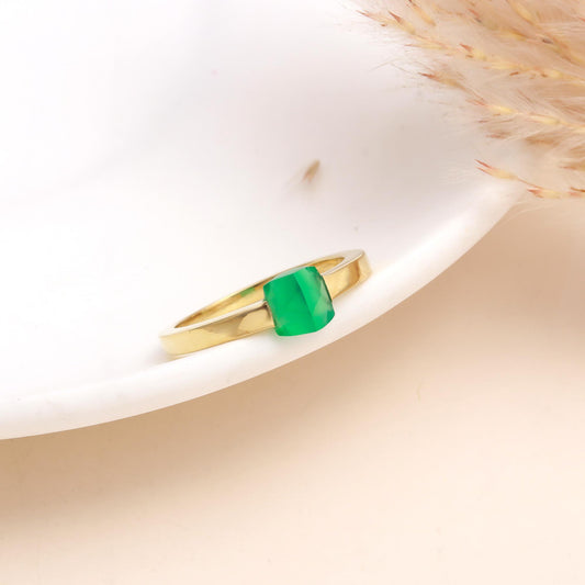 925 Sterling Silver Green Onyx Ring