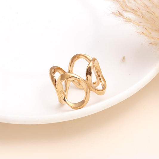 925 Sterling Silver Openwork Wave Design Ring