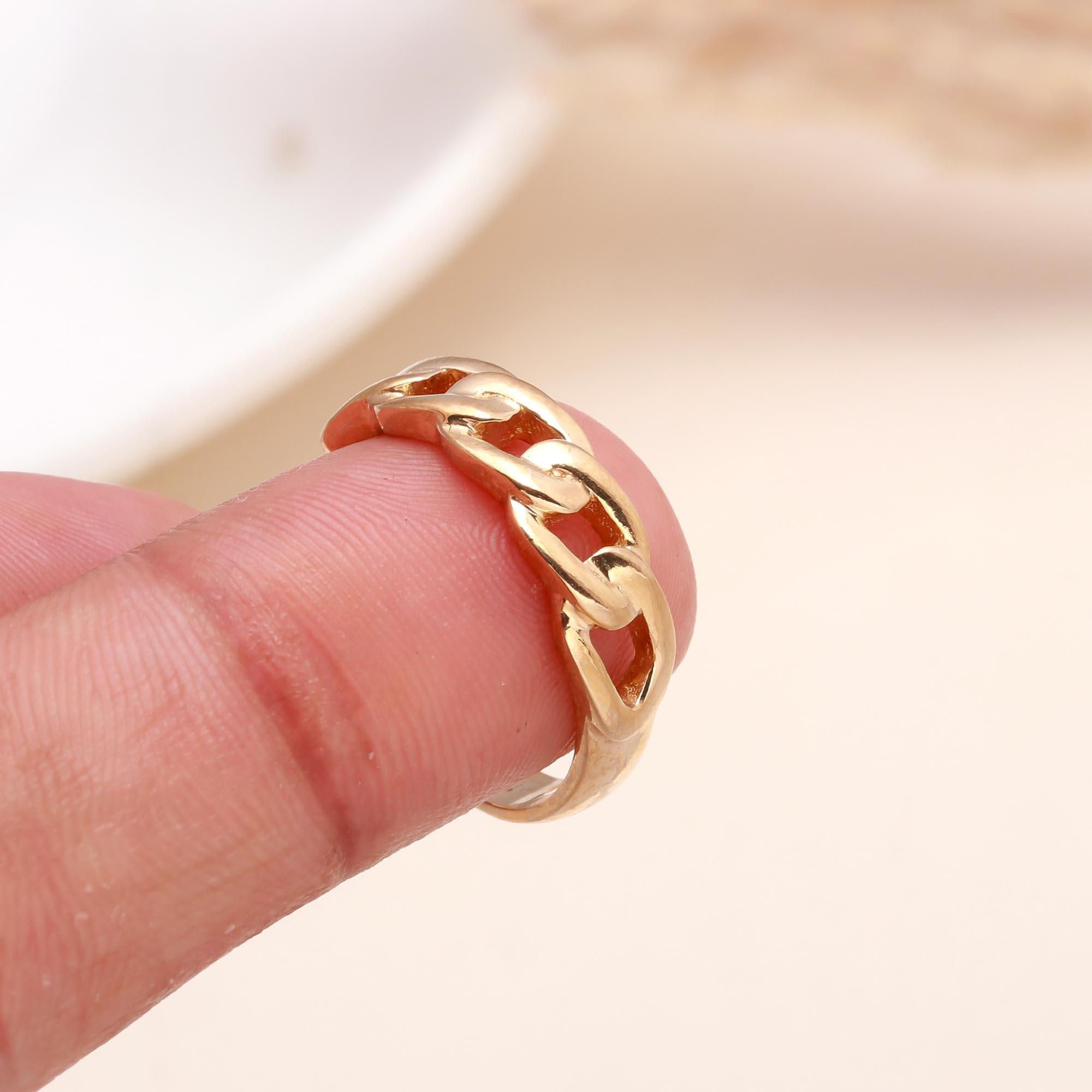 925 Sterling Silver Chunky Chain Link Band Ring