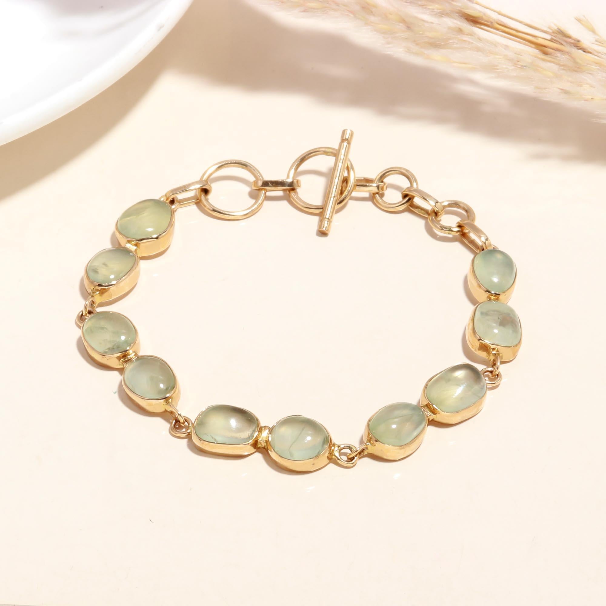 925 Sterling Silver Green Moonlight Gemstone Bracelet