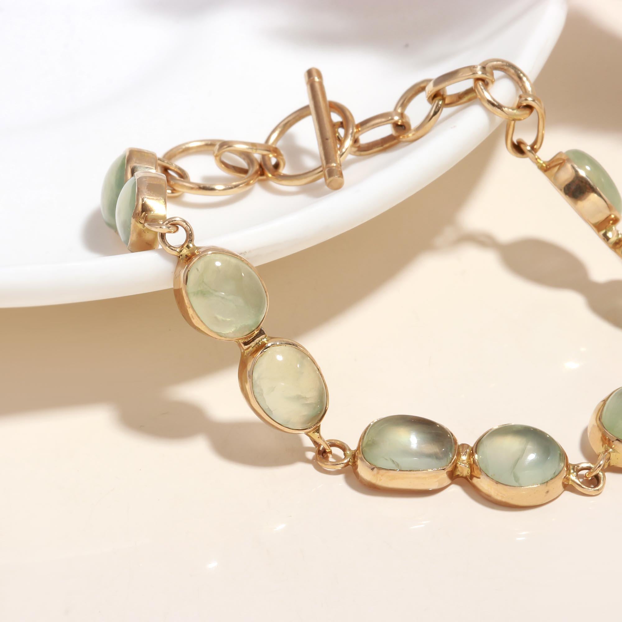 925 Sterling Silver Green Moonlight Gemstone Bracelet