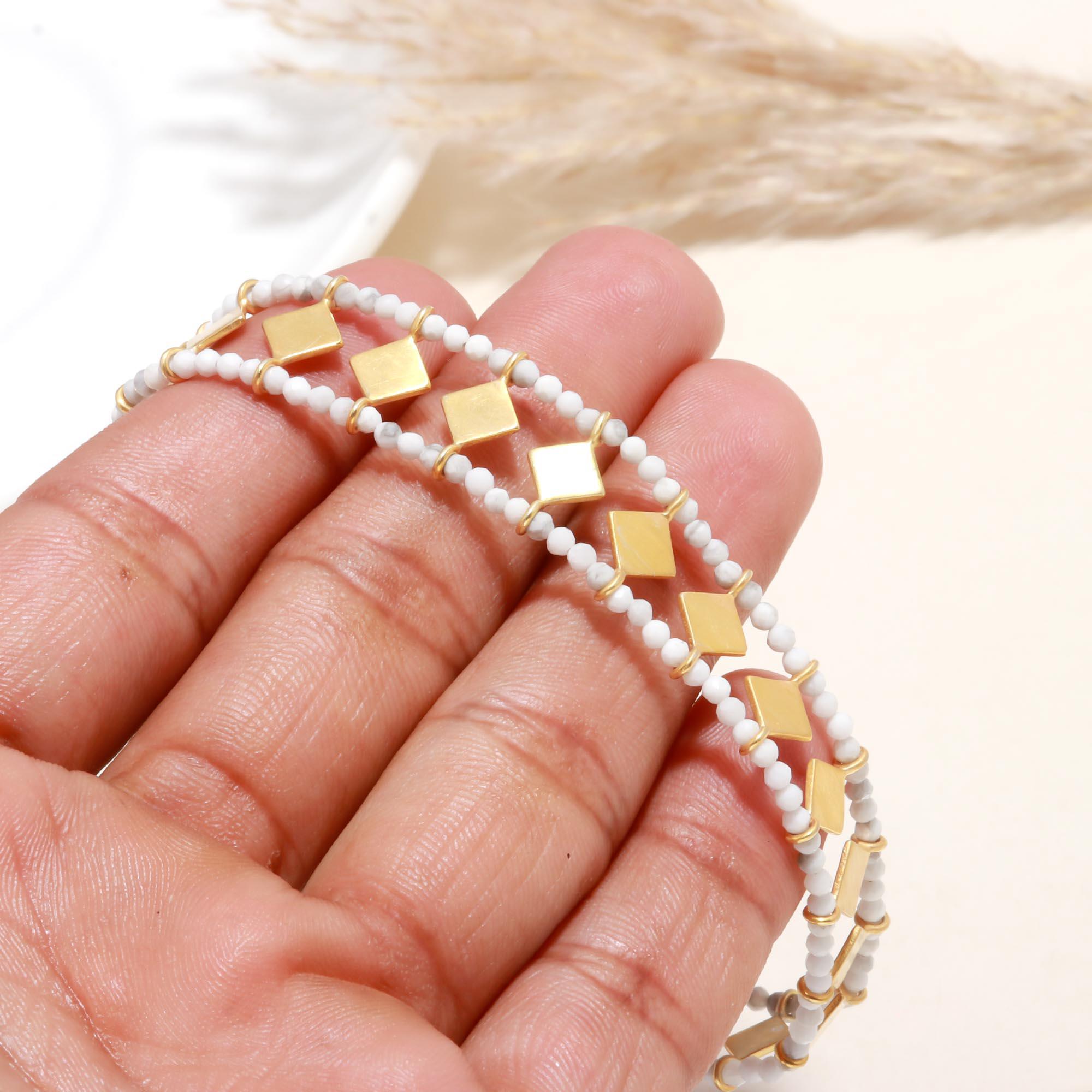 925 Sterling Silver White Beaded Bracelet
