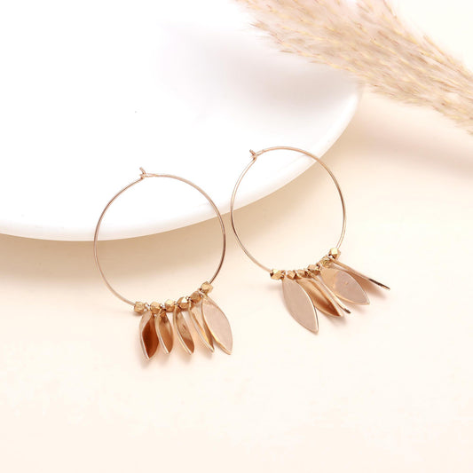 925 Sterling Silver Leaf Charms Hoop Earrings
