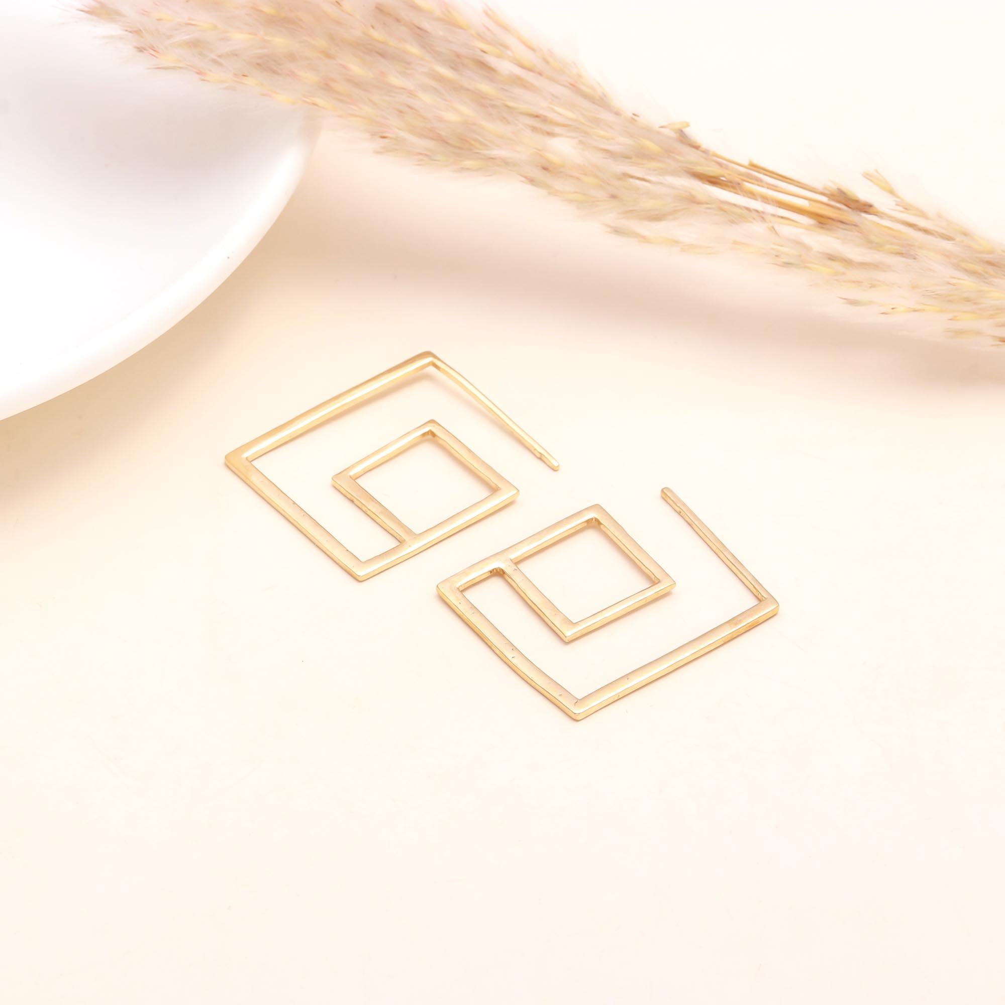 925 Sterling Silver Geometric Square Spiral Hoop Earrings