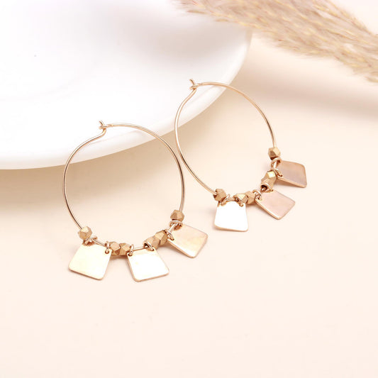 925 Sterling Silver Geometric Boho Hoop Earrings