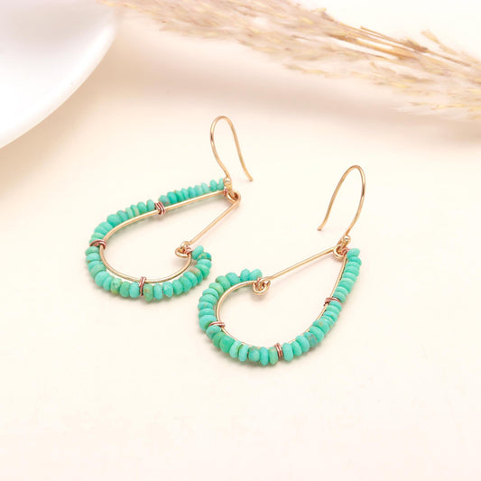 925 Sterling Silver Turquoise Beaded Boho Dangle Earrings