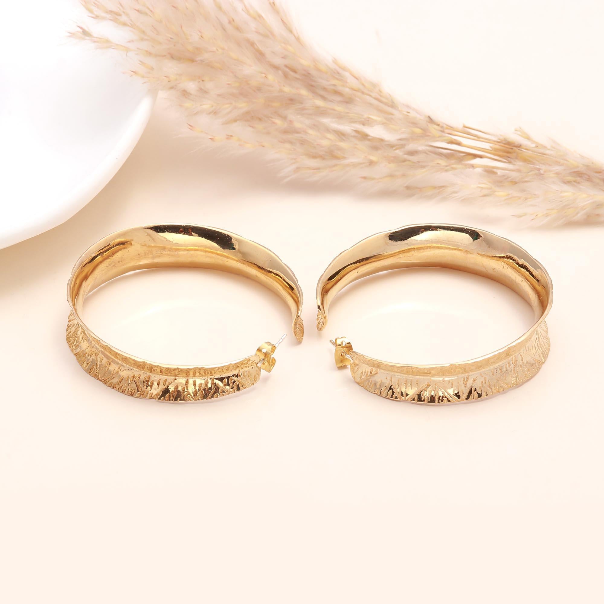 925 Sterling Silver Hammered Statement Hoops Earrings