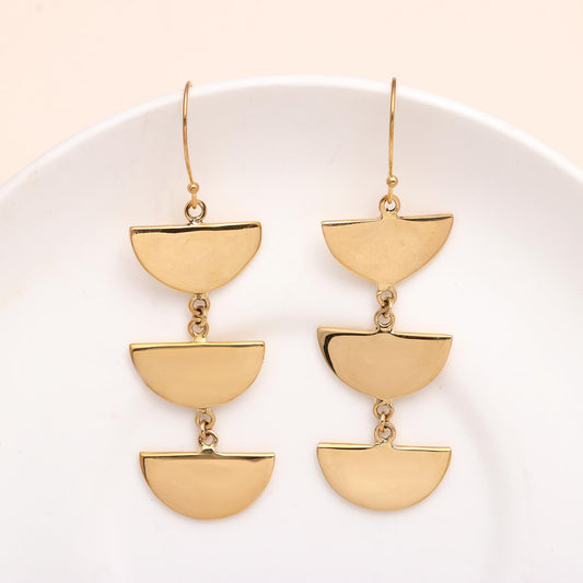 925 Sterling Silver Triple Crescent Drop Earrings
