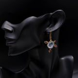925 Sterling Silver Raw Crystal Geode and Garnet Dangle Earrings