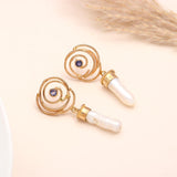 925 Sterling Silver Spiral Galaxy Pearl Drops Earrings