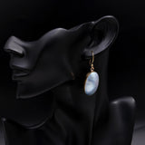 925 Sterling Silver Blue Glow Shell Oval Earrings