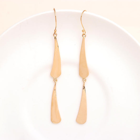 925 Sterling Silver Modern Abstract Double Drop Earrings