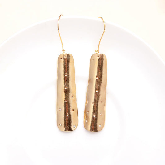 925 Sterling Silver Hammered Bar Textured Drop Earrings