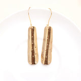 925 Sterling Silver Hammered Bar Textured Drop Earrings