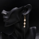 925 Sterling Silver Triple Drop Moonstone Dangle Earrings