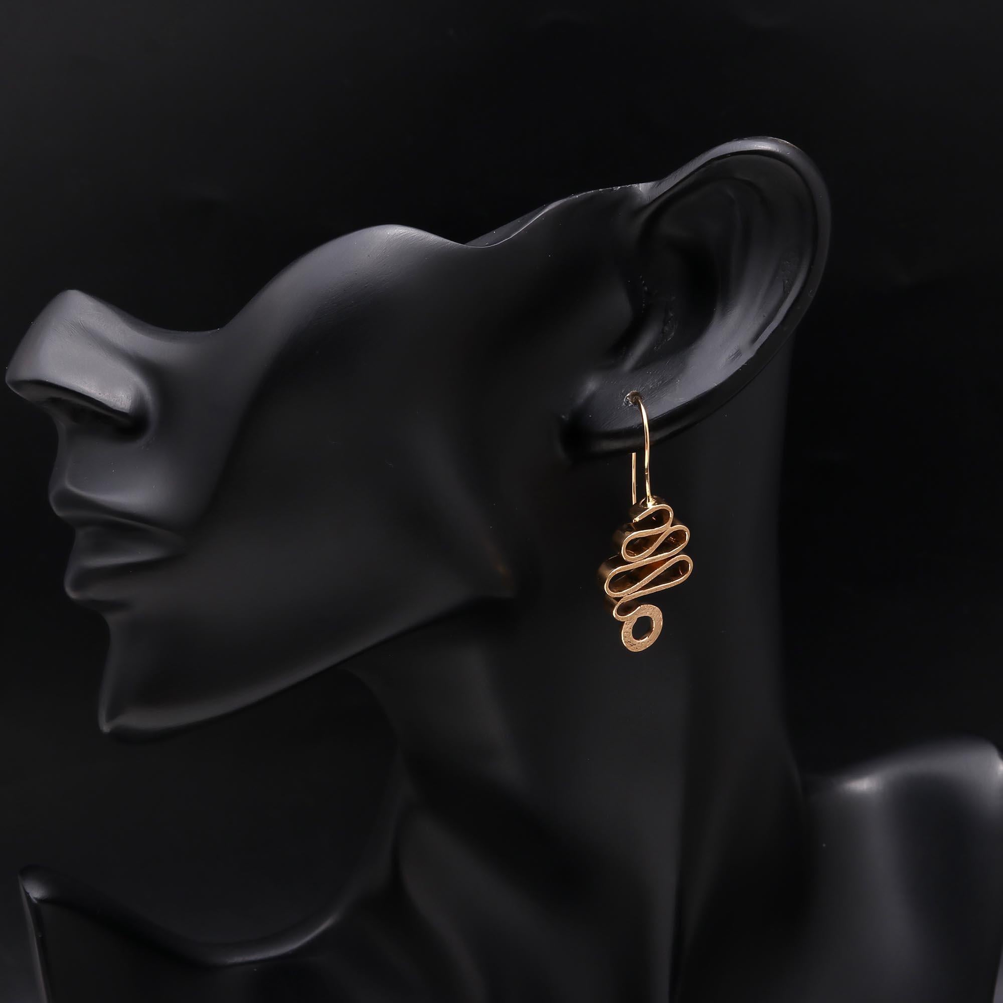 925 Sterling Silver Wavy Hammered Dangle Earrings