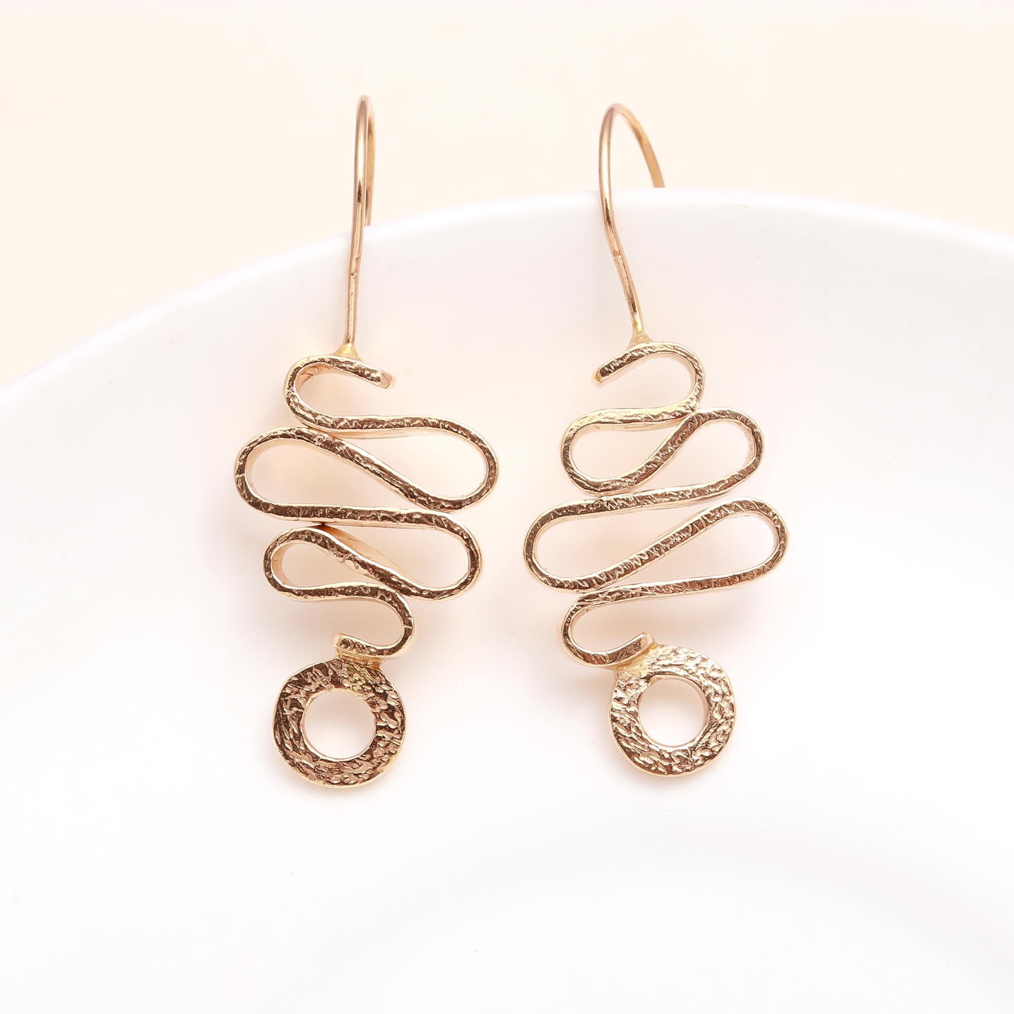 925 Sterling Silver Wavy Hammered Dangle Earrings