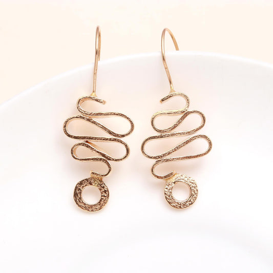 925 Sterling Silver Wavy Hammered Dangle Earrings