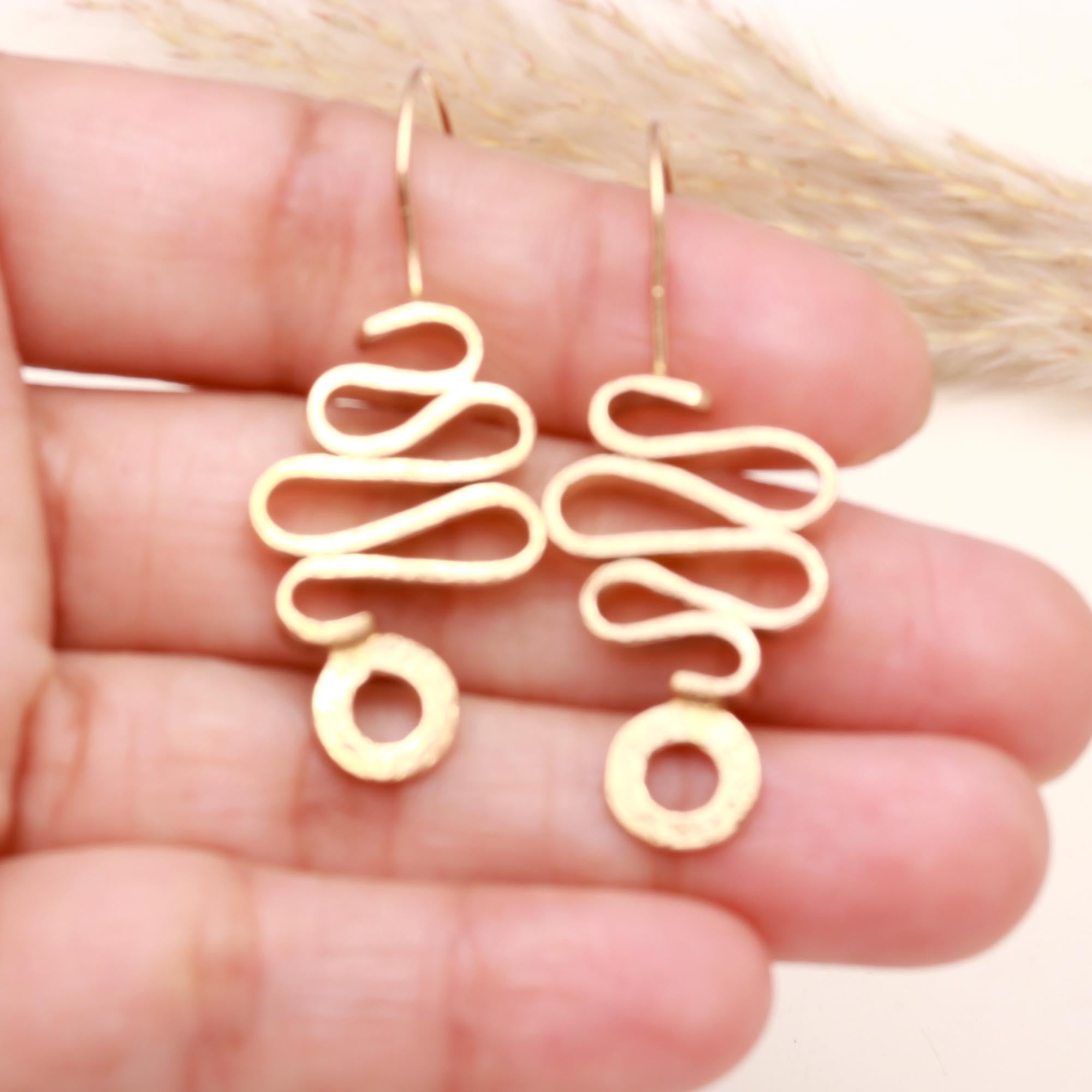 925 Sterling Silver Wavy Hammered Dangle Earrings