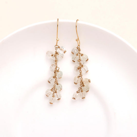 925 Sterling Silver Crystal Beaded Dangle Earrings